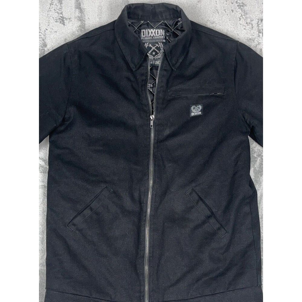 Dixxon Flannel Jacket Men's Size Small Full Zip Quilted‎ Lined Solid Black EUC